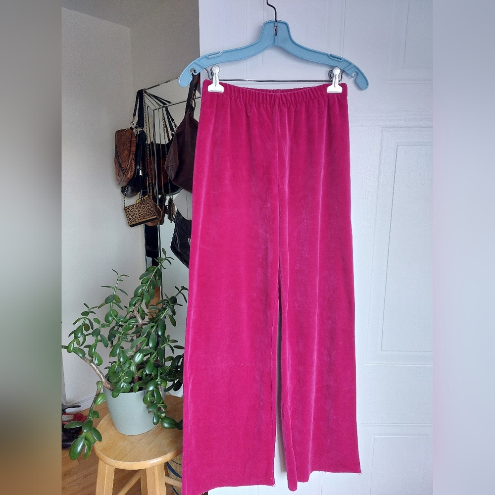 Vintage Velvet Pants Rasberry - Small